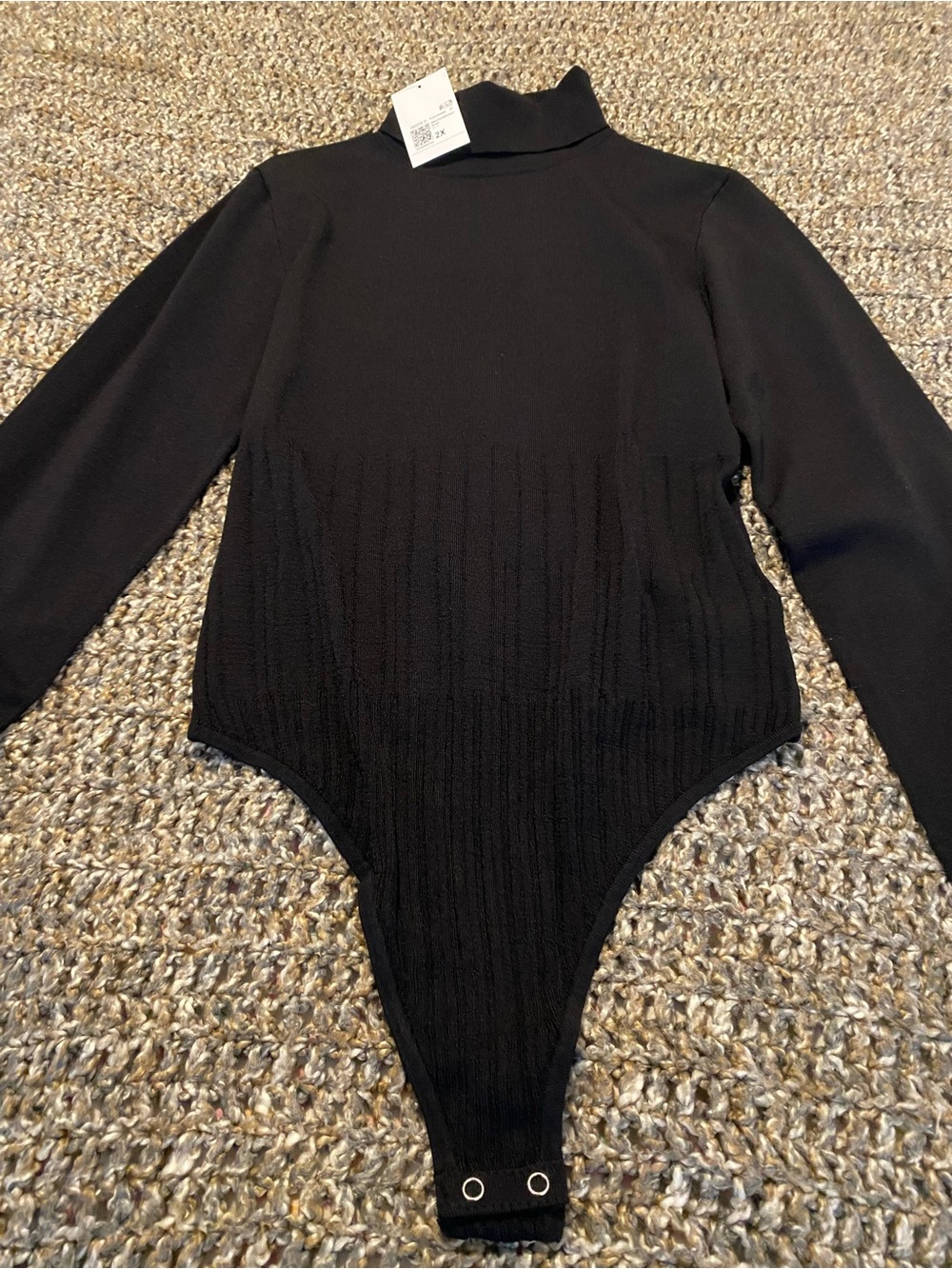 Forever 21 Black Ribbed Mock Neck Bodysuit